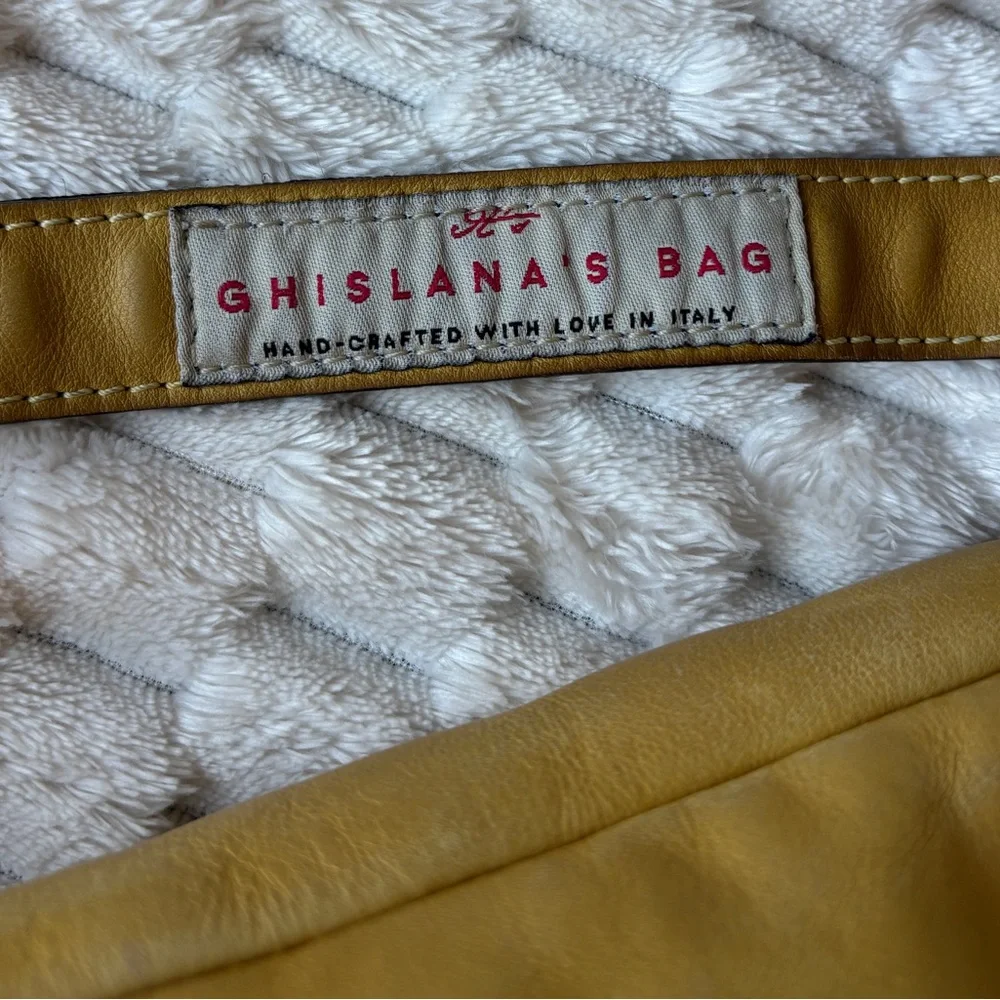 Ghislana's Bag Italian Leather Convertible Backpack Mustard Gray Colorblock